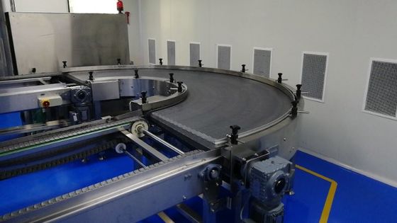 Modular Belt 90 Degrees Curved Conveyor Baking Pan Handling Equipment